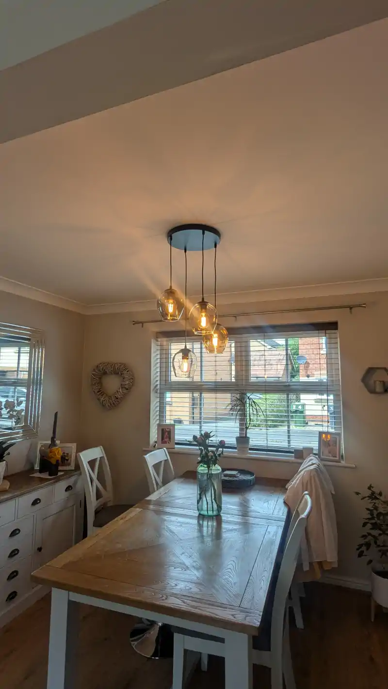 Modern kitchen LED spotlights and pendant lighting installation
