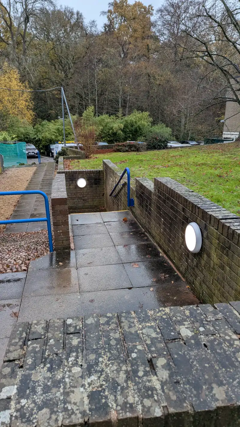 Outdoor pathway and garden safety lighting installation